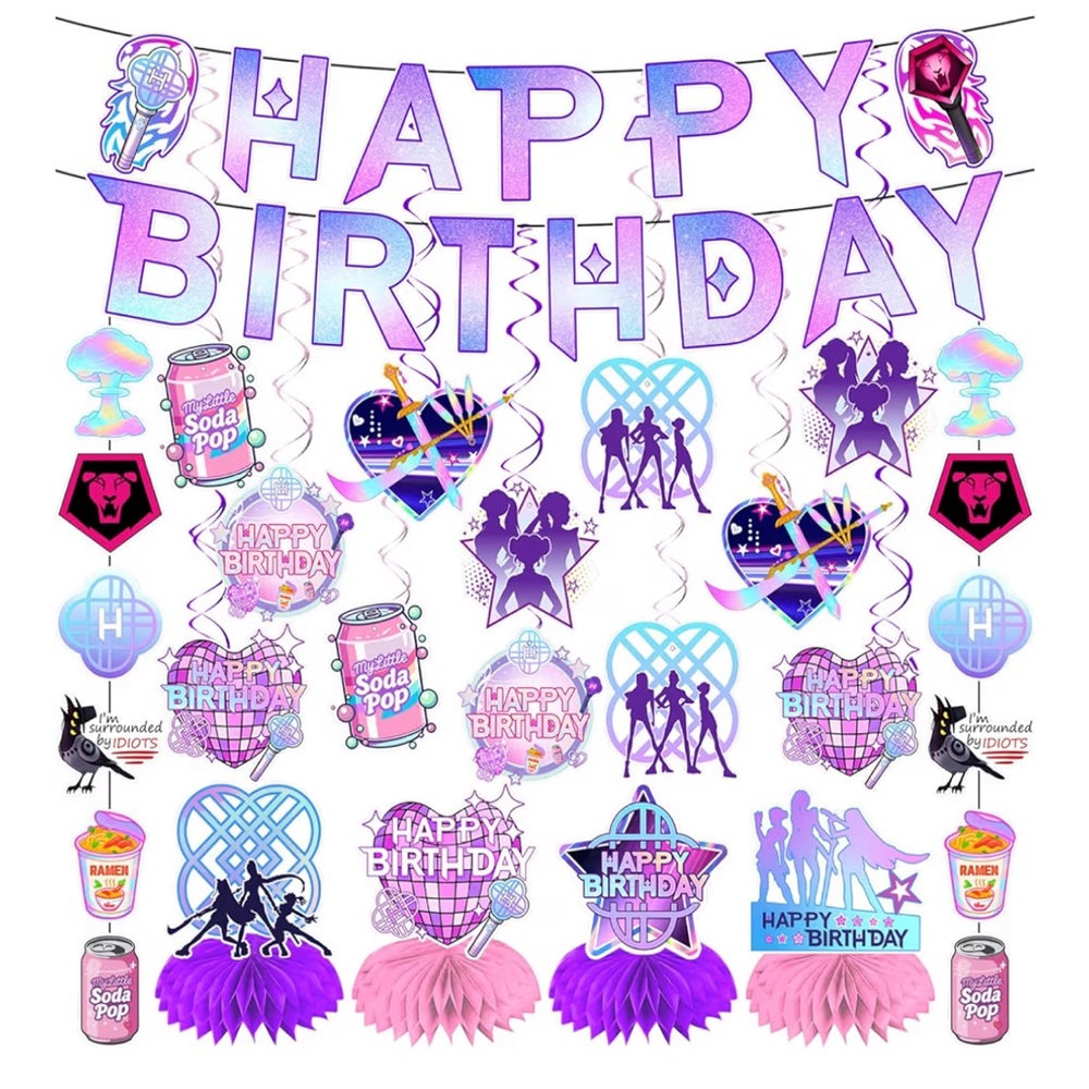 Kpop demon Hunter Birthday Party Decoration Set